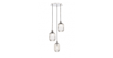 Eileen Pendant/Wall Light Matt Black and Ribbed Glass LED