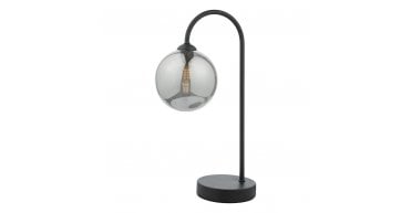 Eissa 1 Light Touch Table Lamp Matt Black Smoked Glass