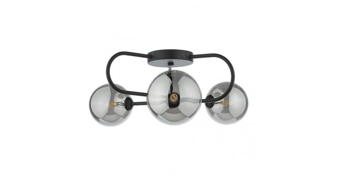 Där Lighting Eissa 3 Light Semi Flush Matt Black Smoked Glass