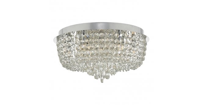 Där Lighting Eitan 9 Light Flush Crystal and Polished Chrome