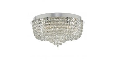 Eitan 9 Light Flush Crystal and Polished Chrome