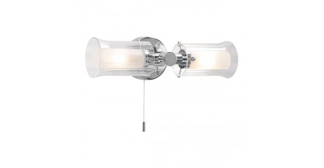 Där Lighting Elba Bathroom 2 Light Wall Light Polished Chrome Glass IP44