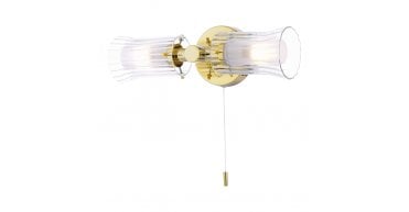 Elba Bathroom 2 Light Wall Light Polished Gold Glass IP44