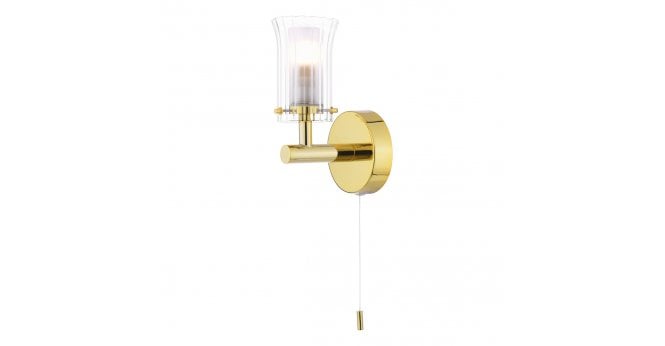 Där Lighting Elba Bathroom Wall Light Polished Gold Glass IP44