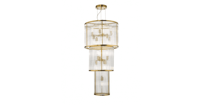 Där Lighting Eleanor 15 Light Chandelier Natural Brass Glass