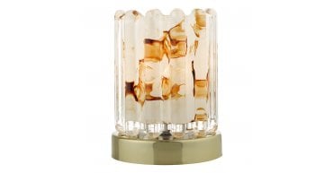 Elf Touch Table Lamp Antique Brass With Ribbed Amber Glass