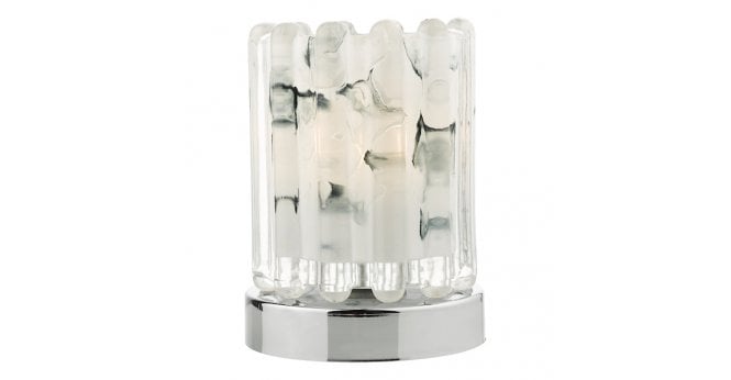Där Lighting Elf Touch Table Lamp Polished Chrome With Ribbed Glass