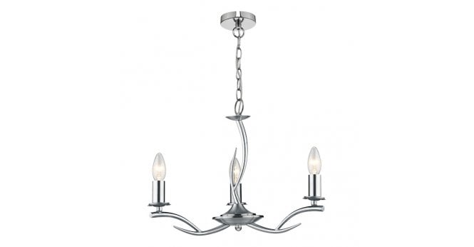 Där Lighting Elka 3 Light Pendant Satin Chrome