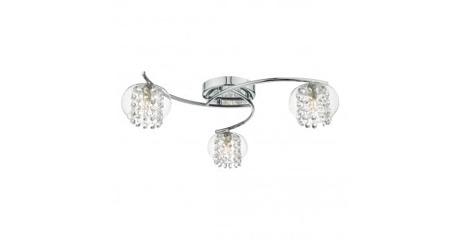 Där Lighting Elma 3 Light Semi Flush Polished Chrome Glass