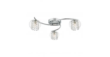 Elma 3 Light Semi Flush Polished Chrome Glass