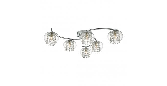 Där Lighting Elma 6lt Semi Flush Polished Chrome & Crystal