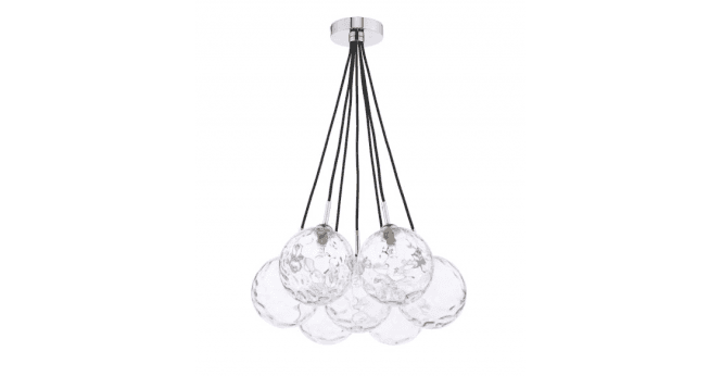 Där Lighting Elpis 7 Light Cluster Pendant Polished Chrome With Clear Dimpled Glass