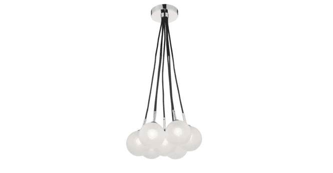Där Lighting Elpis 7 Light Cluster Pendant Polished Chrome With Opal Glass