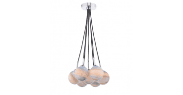 Elpis 7 Light Cluster Pendant Polished Chrome With Planet Style Glass