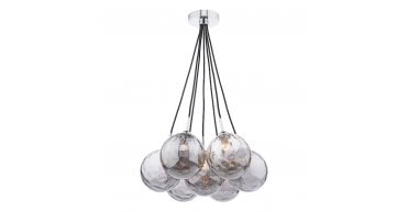 Elpis 7 Light Cluster Pendant Polished Chrome With Smoked Dimpled Glass