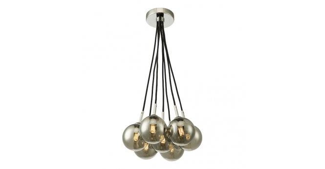 Där Lighting Elpis 7 Light Cluster Pendant Polished Chrome With Smoked Glass
