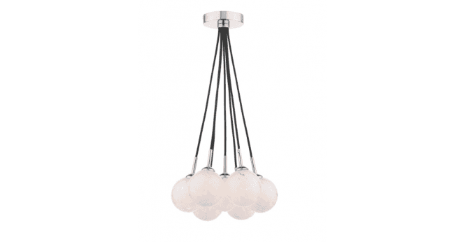Där Lighting Elpis 7 Light Cluster Pendant Polished Chrome With White Confetti Glass