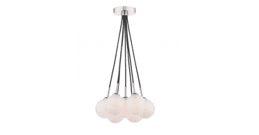 Elpis 7 Light Cluster Pendant Polished Chrome With White Confetti Glass