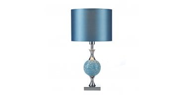 Elsa Table Lamp Polished Chrome Blue Mosaic With Shade