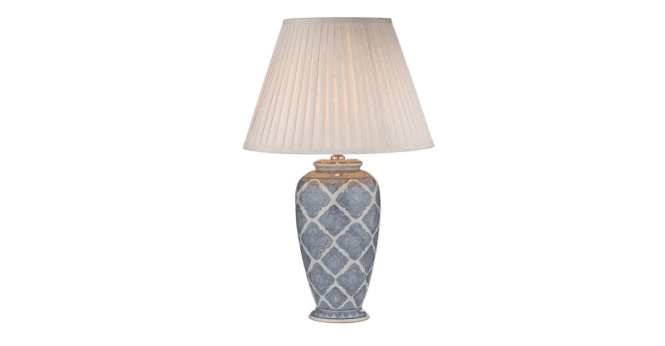 Där Lighting Ely Table Lamp Blue Ceramic With Shade