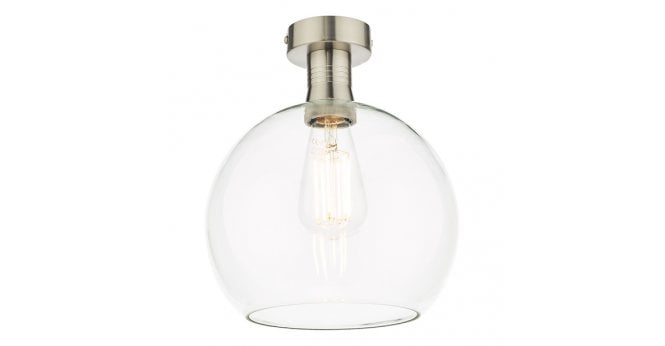 Där Lighting Emerson Semi Flush Antique Chrome Round Clear Glass