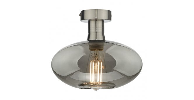 Där Lighting Emerson Semi Flush Antique Chrome Smoked Glass