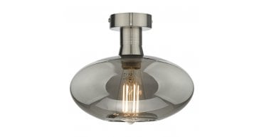 Emerson Semi Flush Antique Chrome Smoked Glass