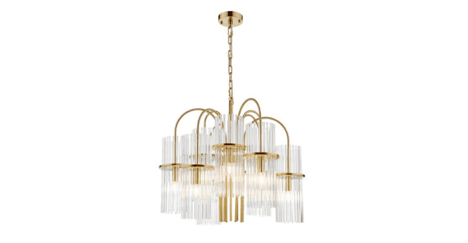 Där Lighting Eniola 9 Light Pendant Natural Brass and Glass
