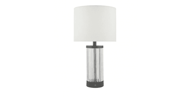 Där Lighting Enrico Rechargeable Table Lamp Satin Black and Glass With Shade LED