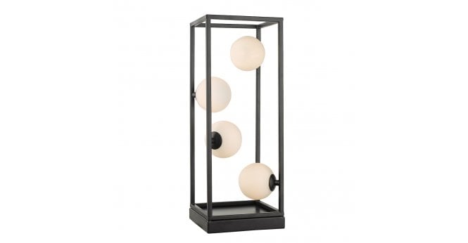 Där Lighting Ensio 4 Light Table Lamp Matt Black & Opal Glass