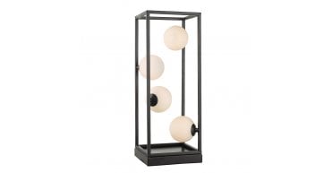 Ensio 4 Light Table Lamp Matt Black & Opal Glass