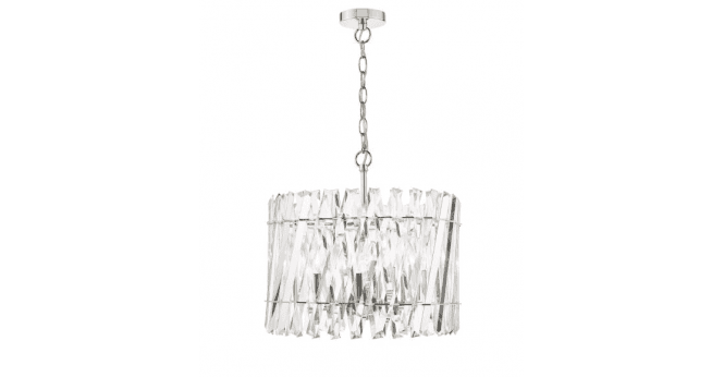 Där Lighting Entwine 6 Light Pendant Polished Nickel and Crystal