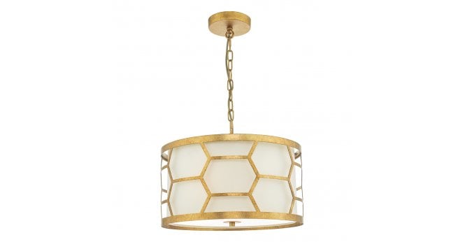 Där Lighting Epstein 3 Light Pendant Gold With Ivory Shade