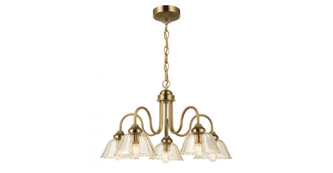 Där Lighting Erika 5 Light Pendant Antique Bronze and Amber Glass