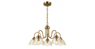 Erika 5 Light Pendant Antique Bronze and Amber Glass