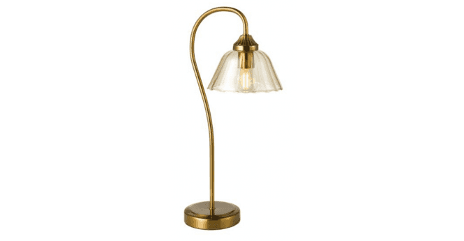 Där Lighting Erika Table Lamp Antique Bronze and Amber Glass