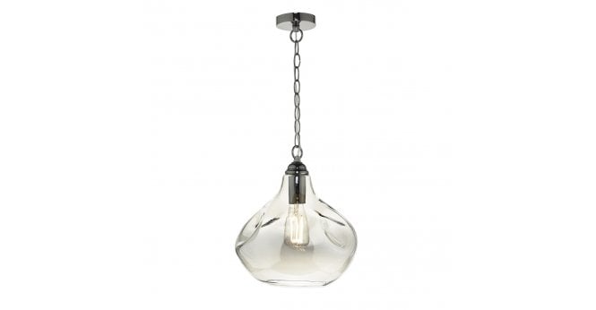 Där Lighting Esarosa 1 Light Pendant Black Chrome And Smoked Glass