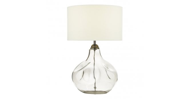 Där Lighting Esarosa Table Lamp Smoked Glass with White Linen Shade