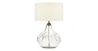 Esarosa Table Lamp Smoked Glass with White Linen Shade