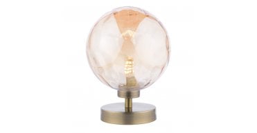 Esben Touch Table Lamp Antique Brass With Amber Dimpled Glass