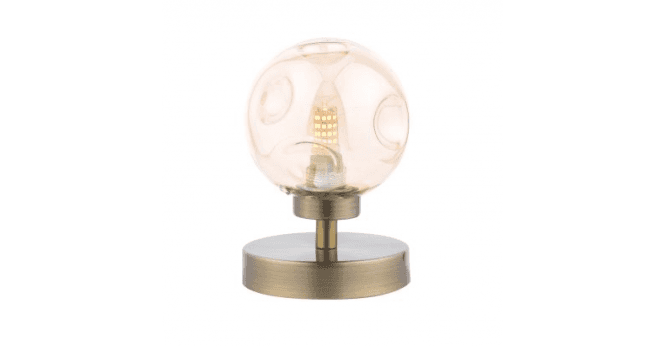 Där Lighting Esben Touch Table Lamp Antique Brass With Closed Organic Amber Glass