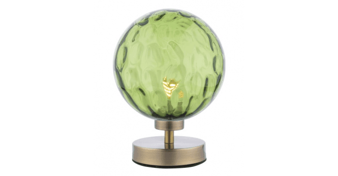 Där Lighting Esben Touch Table Lamp Antique Brass With Green Dimpled Glass