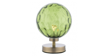 Esben Touch Table Lamp Antique Brass With Green Dimpled Glass