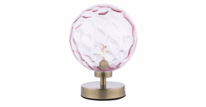 Där Lighting Esben Touch Table Lamp Antique Brass With Pink Dimpled Glass