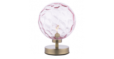 Esben Touch Table Lamp Antique Brass With Pink Dimpled Glass