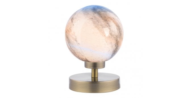 Där Lighting Esben Touch Table Lamp Antique Brass With Planet Style Glass