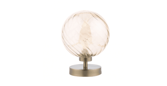 Där Lighting Esben Touch Table Lamp Antique Brass With Twisted Amber Glass