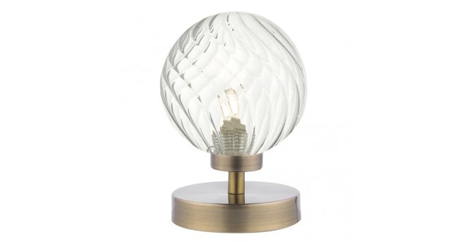 Där Lighting Esben Touch Table Lamp Antique Brass With Twisted Glass