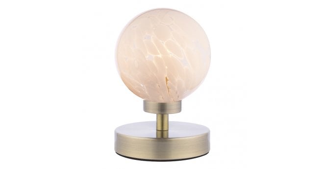 Där Lighting Esben Touch Table Lamp Antique Brass With White Confetti Glass