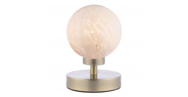 Esben Touch Table Lamp Antique Brass With White Confetti Glass